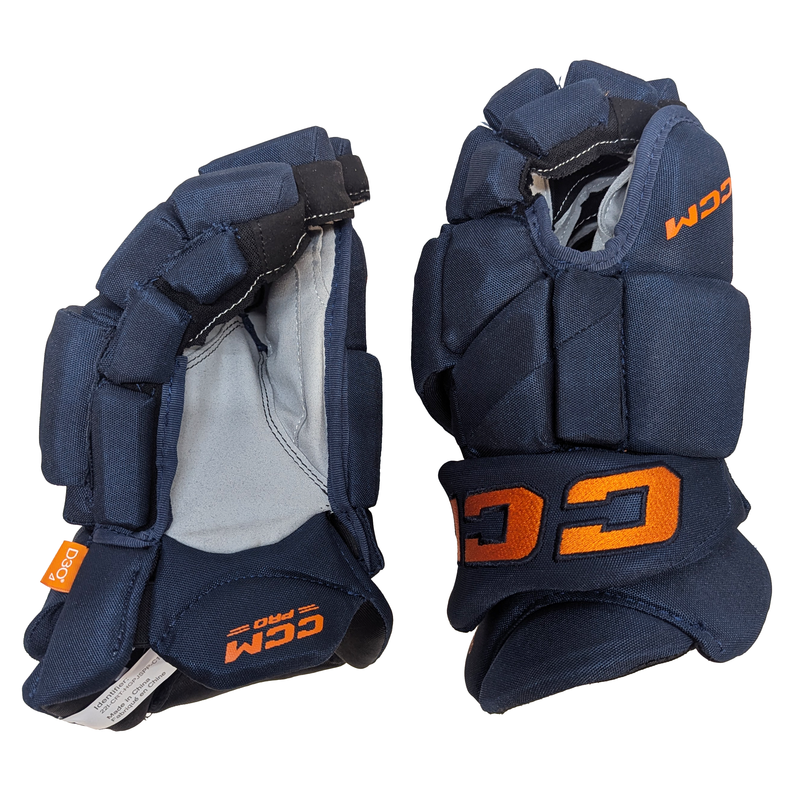 CCM HGJSPP - Gant NHL Pro Stock - Alternatif des Oilers d'Edmonton (bleu marine/orange)